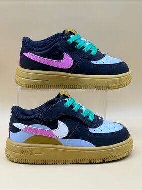 Nike Air Force 1 Low Kids Low LV8 Sneakers in Black, Pink & Gold Size 7C